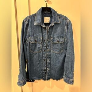 Mango - cotton denim overshirt with pockets